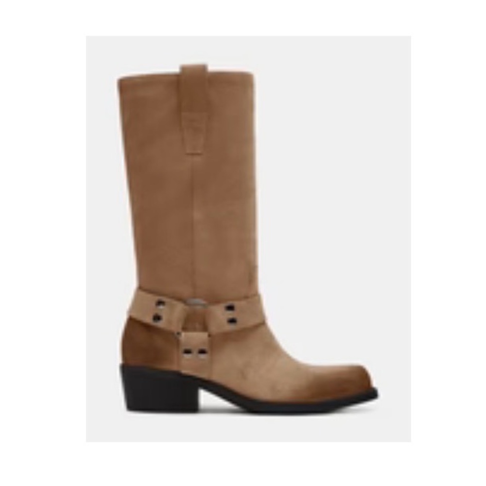 Steve Madden Tan Mid-Calf Harness Boots